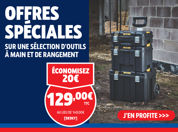 Prix exceptionnels sur une sélection d'outils à main et de rangement.